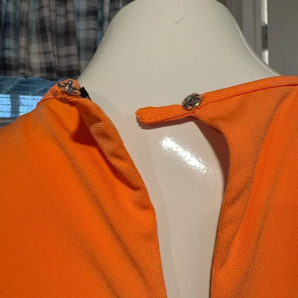 Boston Proper Orange Gold Ring Design Pullover Summer Dress size XS Knee length - Picture 5 of 11